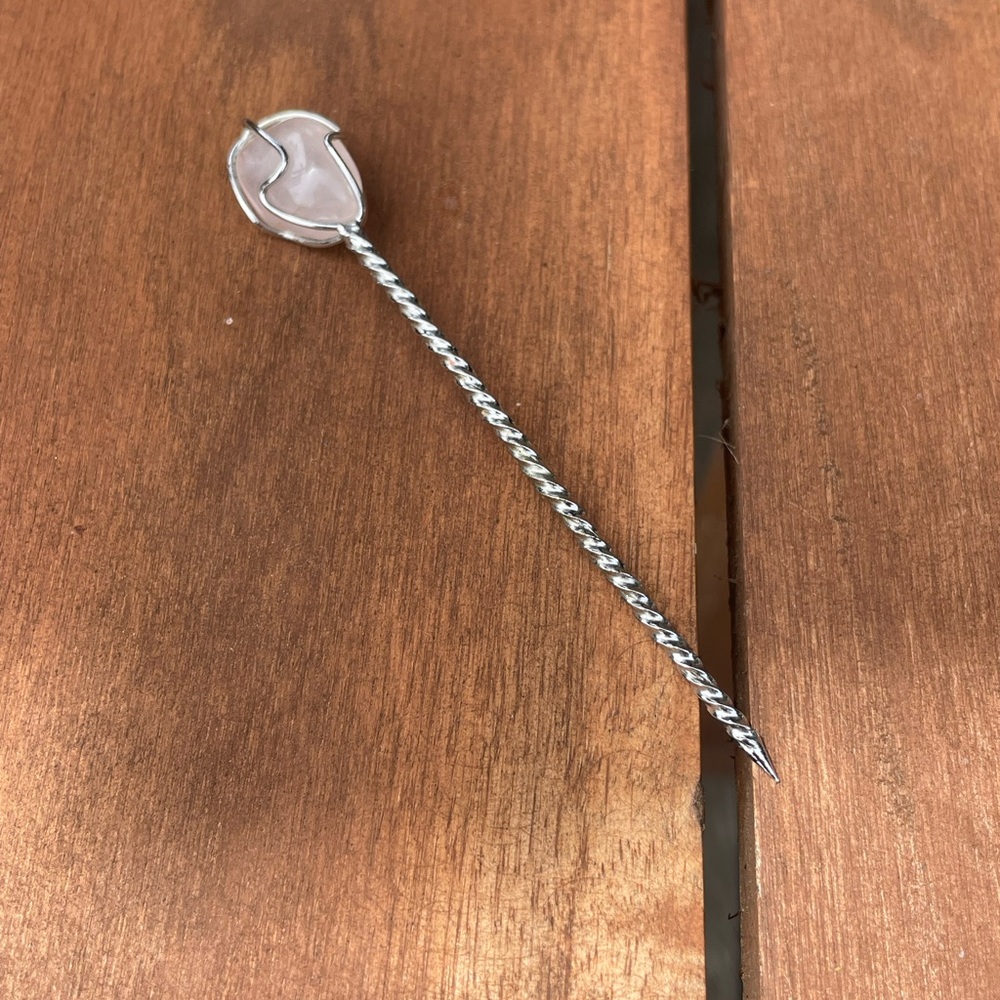 Silver and Rose Quartz Drink Marker